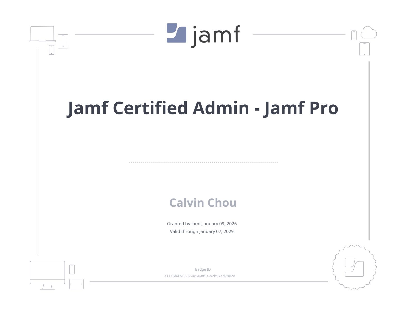 Jamf Certified Admin - Jamf Pro 證書