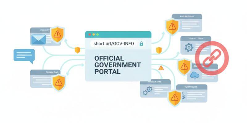 不安全連結從外部訊息擴散到企業內部協作工具的示意圖